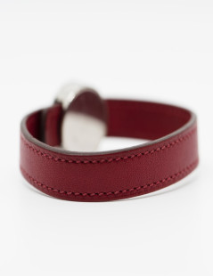 Bracelet HERMES clou de selle cuir cerise