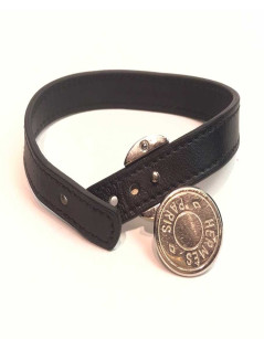 Bracelet Clou de selle HERMES cuir noir