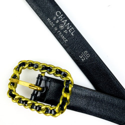 Ceinture CHANEL cuir vernis noir T80