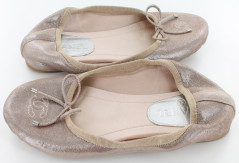 Ballerines CHANEL en toile métalisée rose T 37