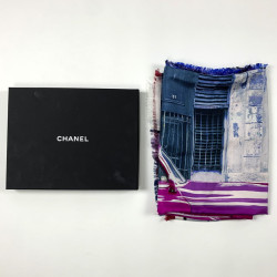 Châle CHANEL "C H A N E L" multicolore soie