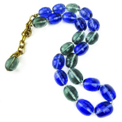 MARGUERITE DE VALOIS  sapphire and green molten glass necklace