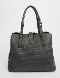 Sac BOTTEGA VENETA tressé gris anthracite