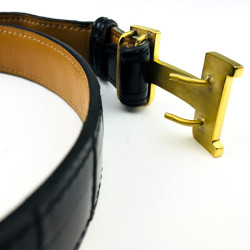 Ceinture H HERMES alligator noir