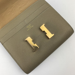 Portefeuille HERMES cuir Epsom taupe