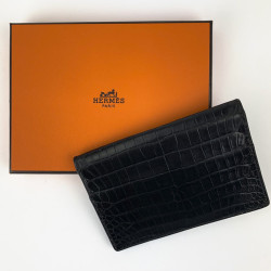 HERMES directory cover black Porosus crocodile