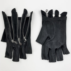 CHANEL black suede mittens