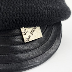 Casquette CHRISTIAN DIOR cachemire et cuir noir