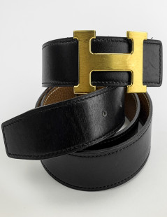 Ceinture Hermes T95 noire et gold