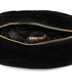 Ceinture CHANEL banane velours matelassé noir Vintage