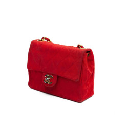 Mini sac CHANEL tissu rouge