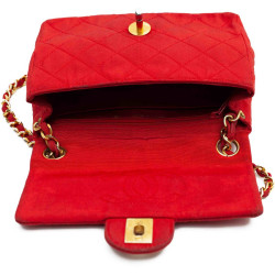 Mini sac CHANEL tissu rouge