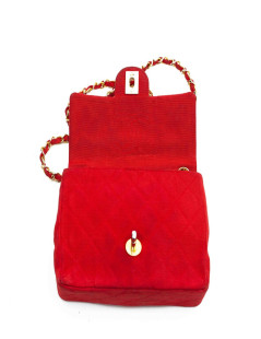 Mini sac CHANEL tissu rouge