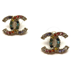 Clous CHANEL boucles d'oreille multicolores