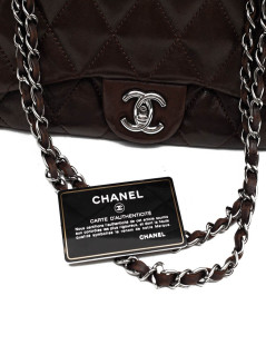 CHANEL sac cuir d'agneaju marron