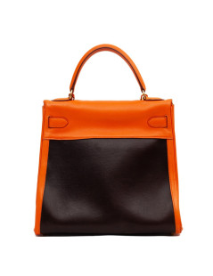 HERMES Kelly 32 two-tone brown  Amazonia and Swift apricot