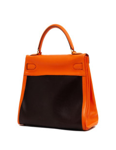 HERMES Kelly 32 two-tone brown  Amazonia and Swift apricot