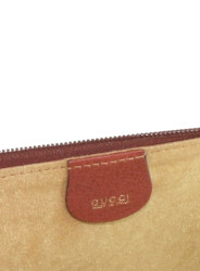 Porte-documents GUCCI en cuir grainé marron à zip