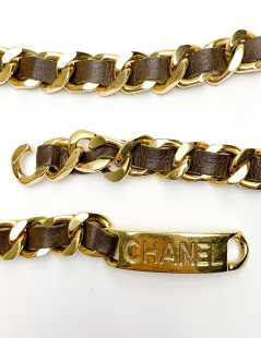 Chanel brown leather belt 