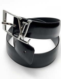 Ceinture LV T75 cuir noir monogram