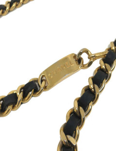 Ceinture Vintage CHANEL chaine entrelacée de cuir noir