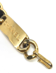 Ceinture Vintage CHANEL chaine entrelacée de cuir noir