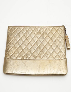 Pochette CHANEL cuir doré froissé