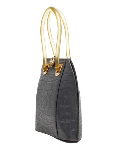 Mini sac Nina Ricci en soie façon croco gris