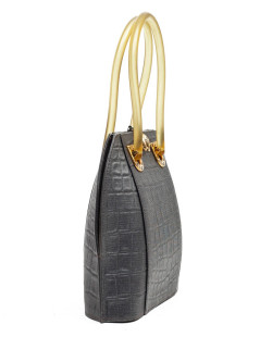 Mini sac Nina Ricci en soie façon croco gris