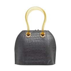 Mini sac Nina Ricci en soie façon croco gris