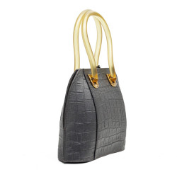 Mini sac Nina Ricci en soie façon croco gris