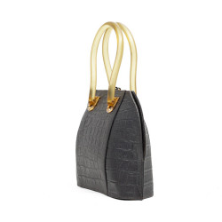 Mini sac Nina Ricci en soie façon croco gris