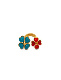 Bague fleurs MARGUERITE DE VALOIS turquoise corail