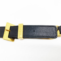 Ceinture CHANEL chaine et cuir noir 