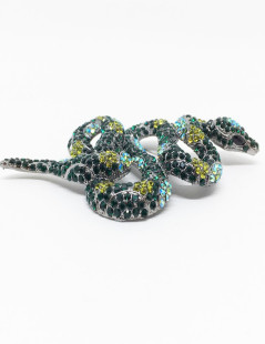 Broche serpent vert en strass