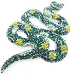 Broche serpent vert en strass