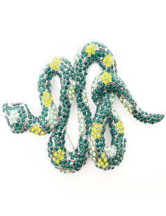 Broche serpent vert en strass