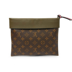 LOUIS VUITTON pochette monogram et revers kaki