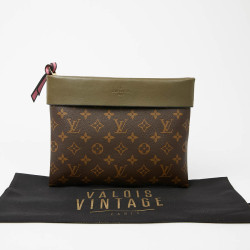 LOUIS VUITTON pochette monogram et revers kaki