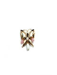 Broche Papillon noir et blanc MARGUERITE DE VALOIS