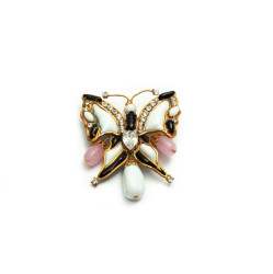 Broche Papillon noir et blanc MARGUERITE DE VALOIS