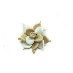 Broche fleur MARGUERITE DE VALOIS beige