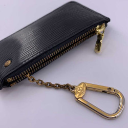 Porte clé LOUIS VUITTON cuir épi noir 