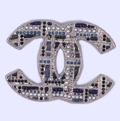 Large silver Chanel brooch, pearls and glass paste