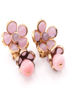 Boucles d'oreille clips MARGUERITE DE VALOIS roses