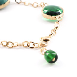 MARGUERITE DE VALOIS Bracelet chaîne et pâte de verre verte