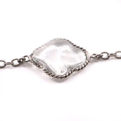 MARGUERITE DE VALOIS Bracelet vintage pâte de verre transparente