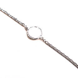 MARGUERITE DE VALOIS Bracelet chaîne et pâte de verre blanche