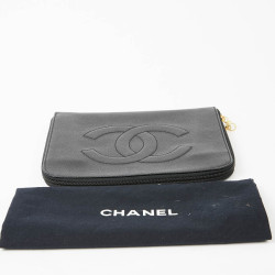 Pochette vintage CHANEL cuir grainé noir