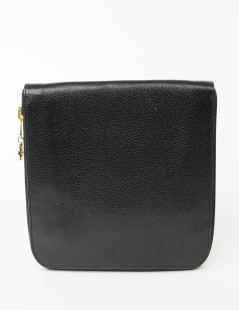 Pochette vintage CHANEL cuir grainé noir